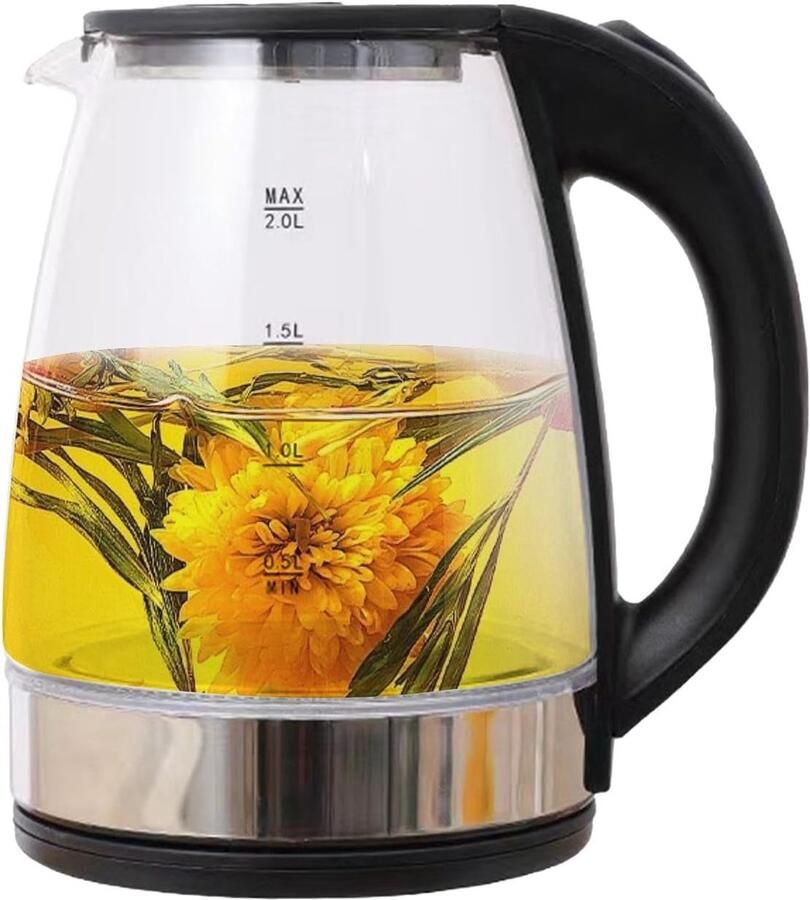 Elektrische Waterkoker Glazen Ketel Snel Water Koken Automatische Uitschakeling 2 Liter Capaciteit