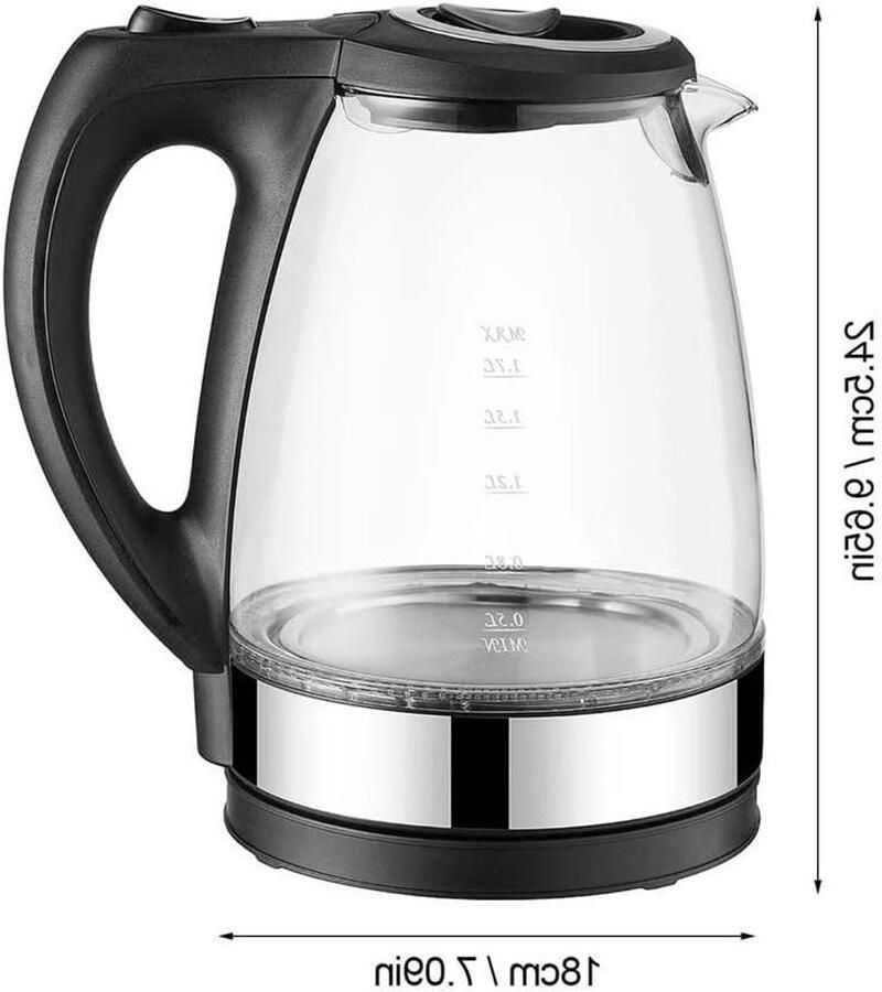 Elektrische Waterkoker Glazen Ketel Snel Water Koken Drie Stekkers 18x18x24.5CM Multicolor