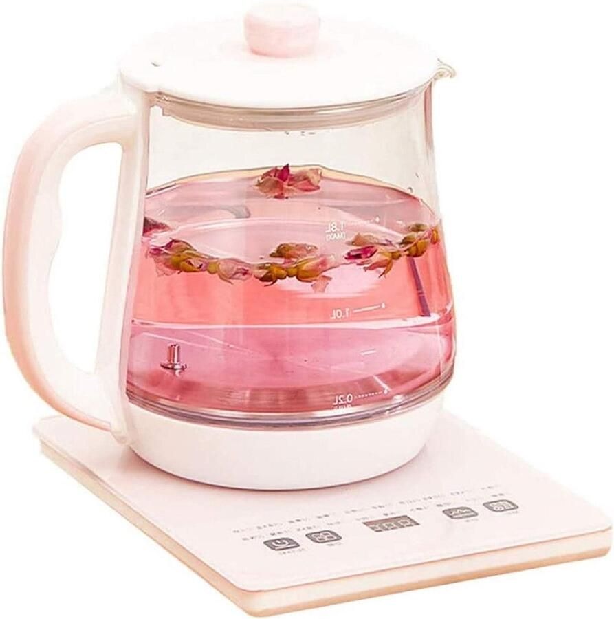 Elektrische Waterkoker Glazen Ketel Snel Water Koken Temperatuurregeling 18 Liter Roze