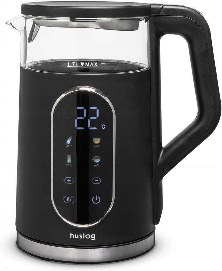 Elektrische Waterkoker Glazen Ketel Thee en Koffie Instelbare Temperatuur 17 Liter 2200W Zwart