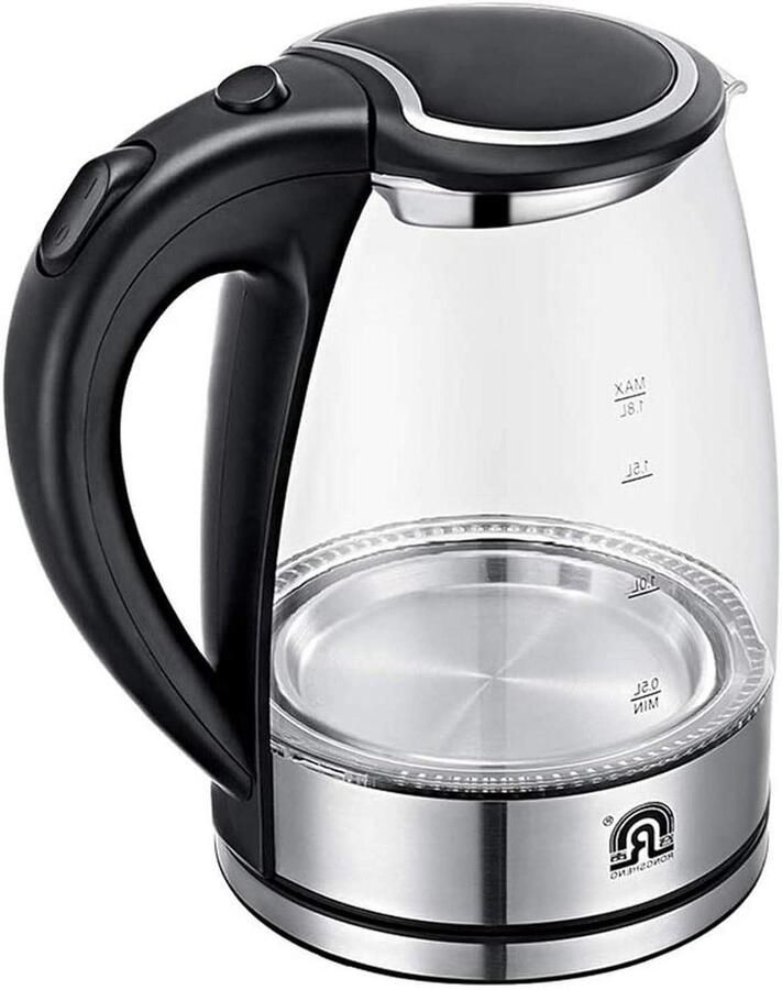 Elektrische Waterkoker Glazen Waterkoker Snel Water Koken Automatische Uitschakeling 18 Liter Zwart