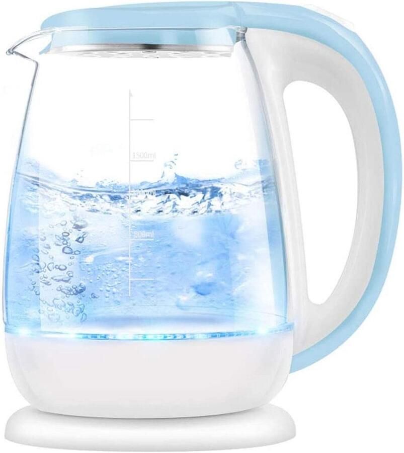 Elektrische Waterkoker Glazen Waterkoker Snel Water Koken BPA-Vrij Ontwerp 18 Liter Wit Blauw
