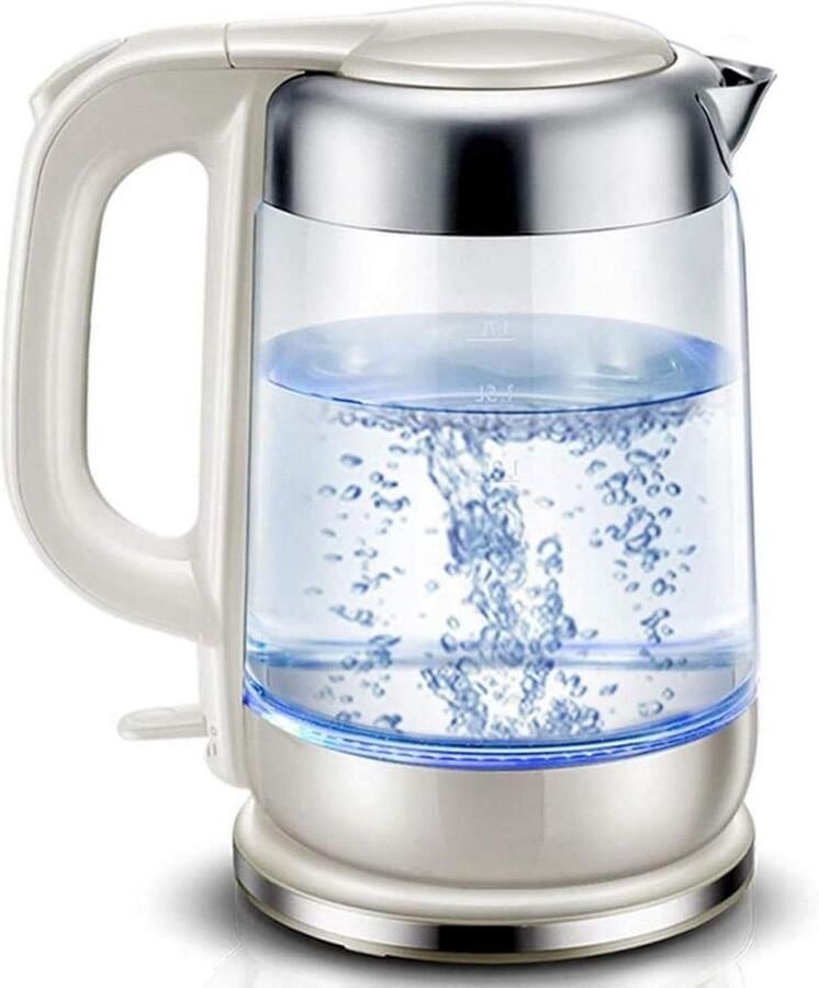 Elektrische Waterkoker Glazen Waterkoker Thee en Koffie Zetten Temperatuurregeling 1.7 Liter Transparant