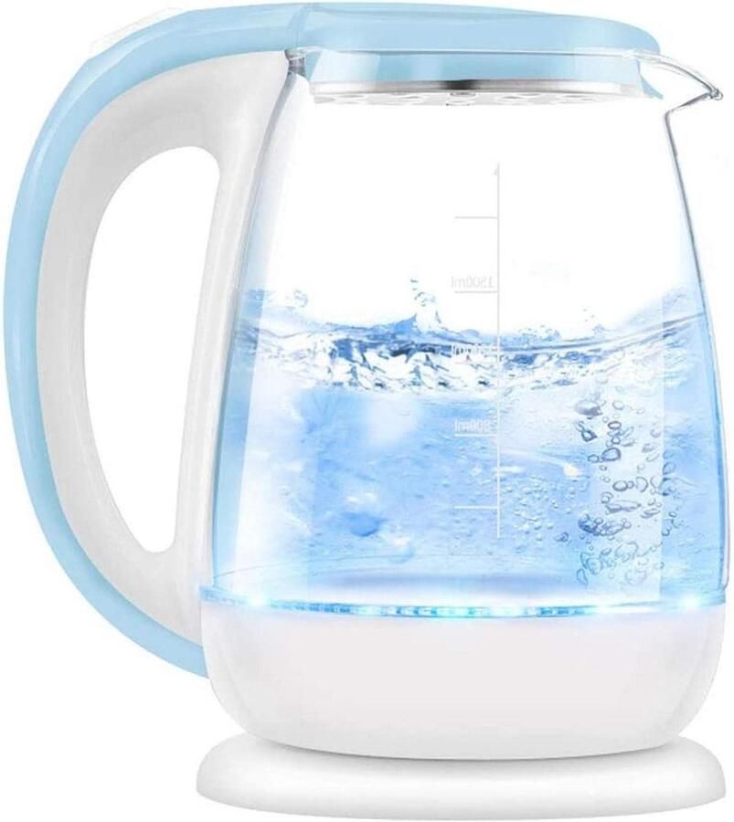 Elektrische Waterkoker Glazen Waterkoker Snel Water Koken BPA-Vrij Borosilicaatglas 18 Liter Blauw