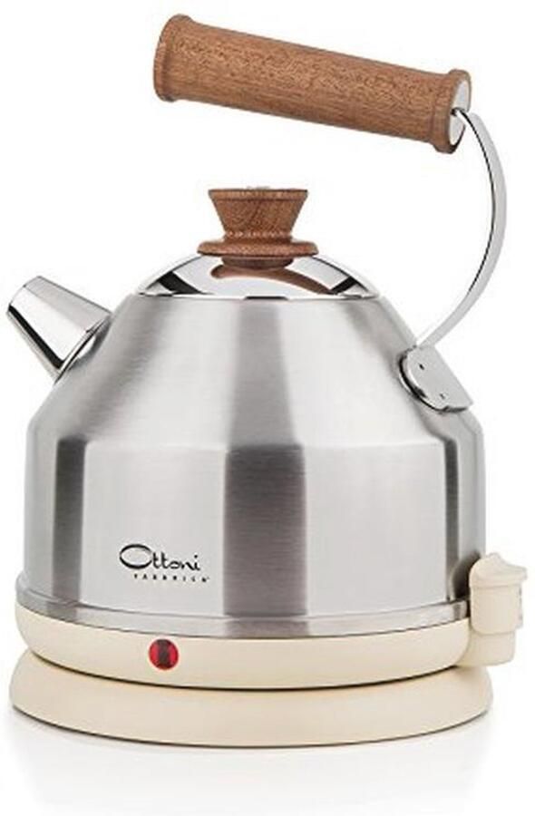 Elektrische waterkoker in roestvrij staal en mahoniehout 1 7 l 2400 W met automatische uitschakeling en BPA-vrije eigenschappen