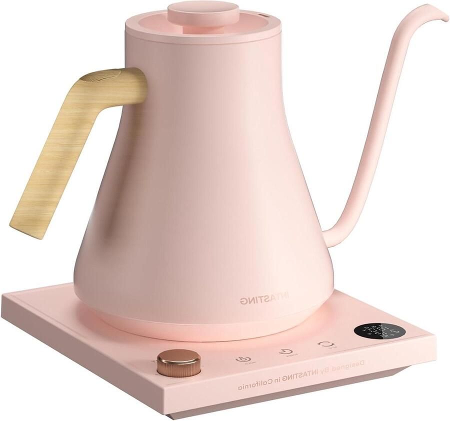 Elektrische Waterkoker Ketel met Zwanenhals Koffie Zetten Nauwkeurige Temperatuurregeling 1200 Watt Roze