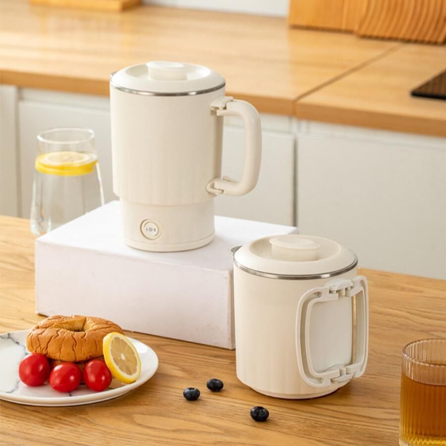 Elektrische waterkoker kleine draagbare elektrische waterkoker 0 8 liter opvouwbare mini-reiswaterkoker 304 roestvrij staal multifunctioneel opvouwbaar ontwerp
