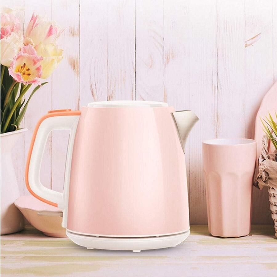 Elektrische Waterkoker Kleine Waterkoker Snel Water Koken Dubbele Isolatie 1 Liter Roze