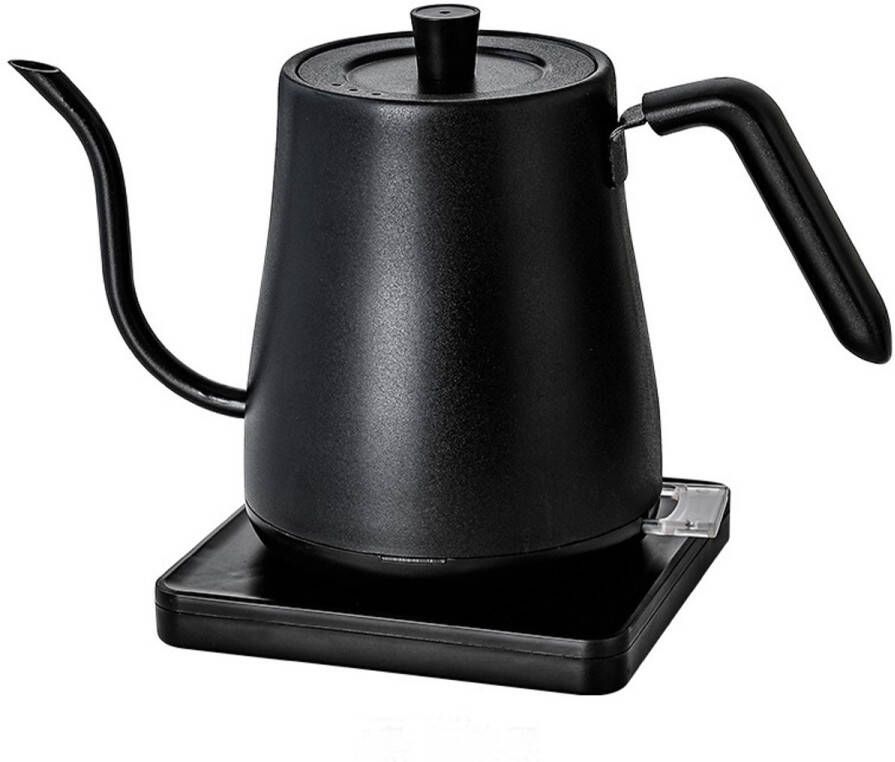 Elektrische waterkoker koffie- en theepot 800 ml 1200 W roestvrij staal zwart