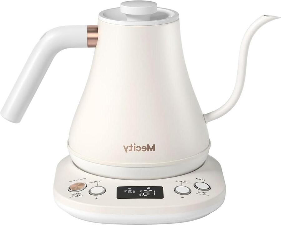 Elektrische waterkoker Koffie thee koker Precisie schenken Met temperatuurregeling 0.8 Liter Melkwit