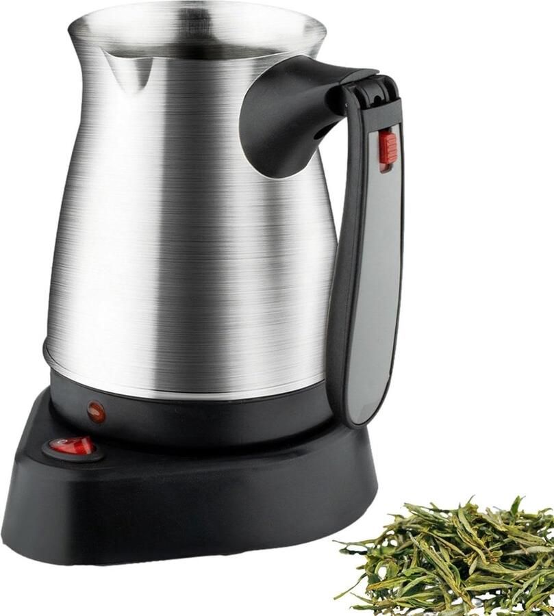 Elektrische Waterkoker Koffiepot Theepot Warme Dranken Maken Opvouwbare Handgreep 500 ml Inhoud Zilverkleurig