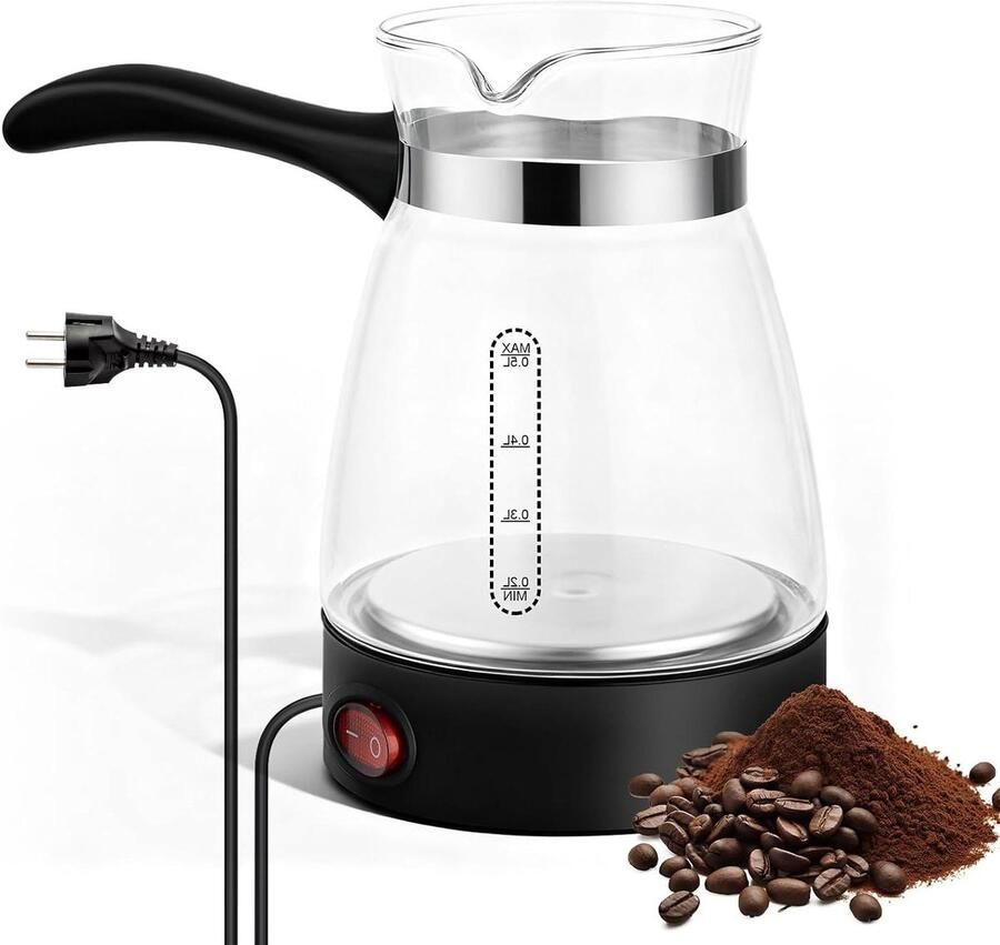 Elektrische waterkoker Koffiezetapparaat Dranken bereiden Dubbel beveiligingssysteem 500 ml Transparant zwart