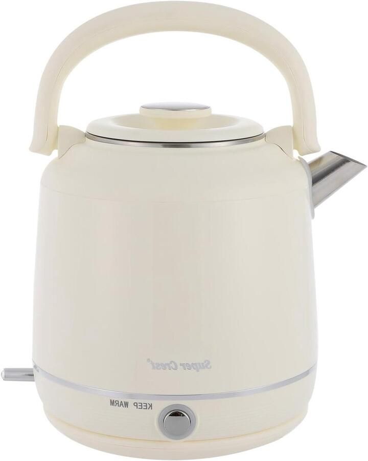 Waterkoker Roestvrij Staal Elektrische Ketel Snel Water Koken Droogkookbeveiliging 2.5 Liter Beige