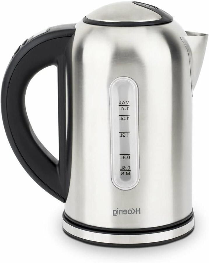 Elektrische Waterkoker Kookapparaat Thee en Koffie Instelbare Temperatuur 1.7 Liter Zilver