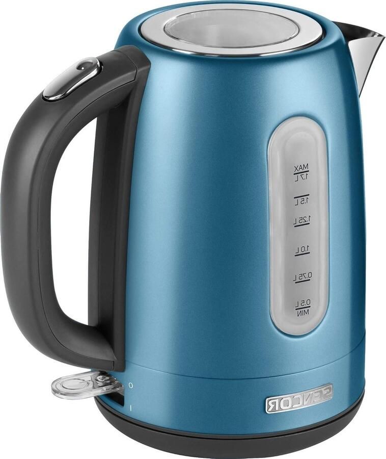 Elektrische Waterkoker Kookketel RVS Snel Water Koken Dubbele Bescherming 1.7 Liter Metaalblauw