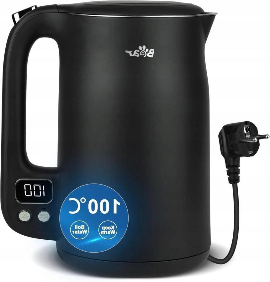 Elektrische Waterkoker Kookketel Variabele Temperatuur Dubbele Beveiliging 1.7 Liter Donkergrijs