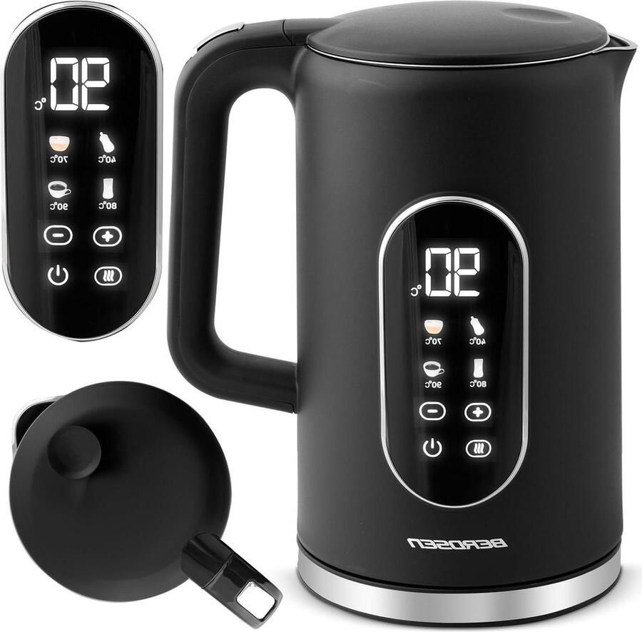 Elektrische Waterkoker Kookpot Dranken Bereiden Temperatuurregeling Touchscreen 17 Liter Zwart Zilver