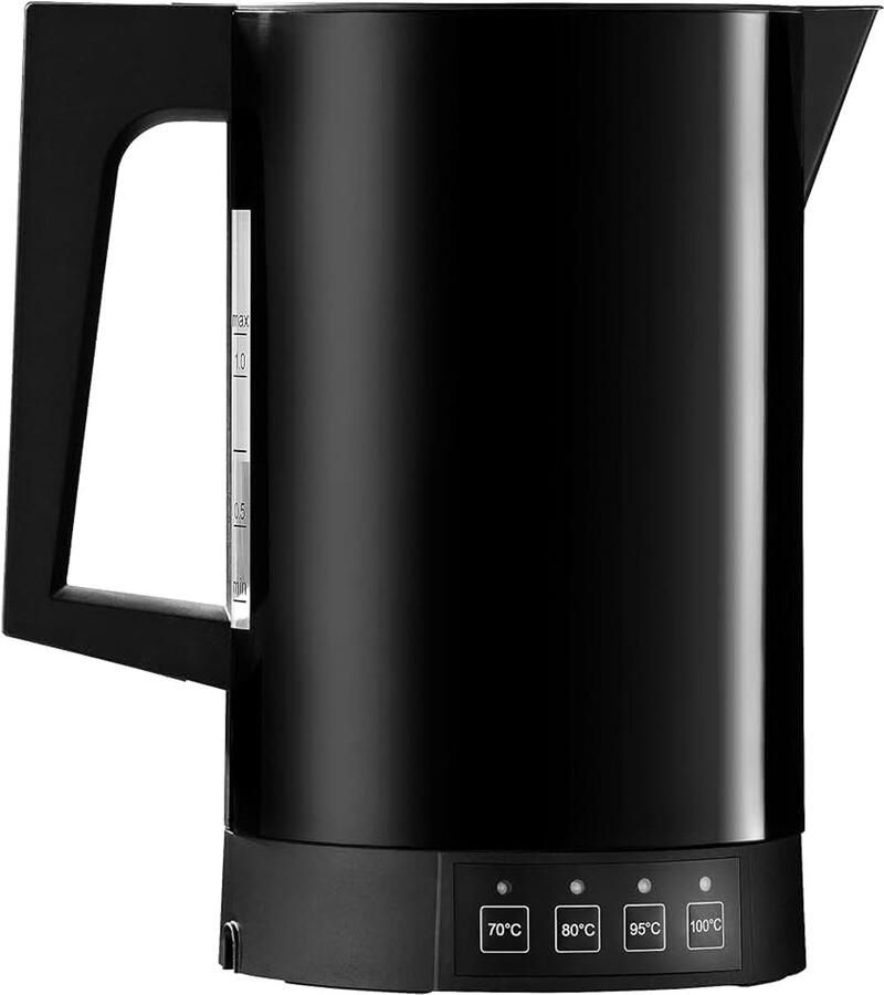 Elektrische waterkoker met temperatuurselectie Made in Germany zwart