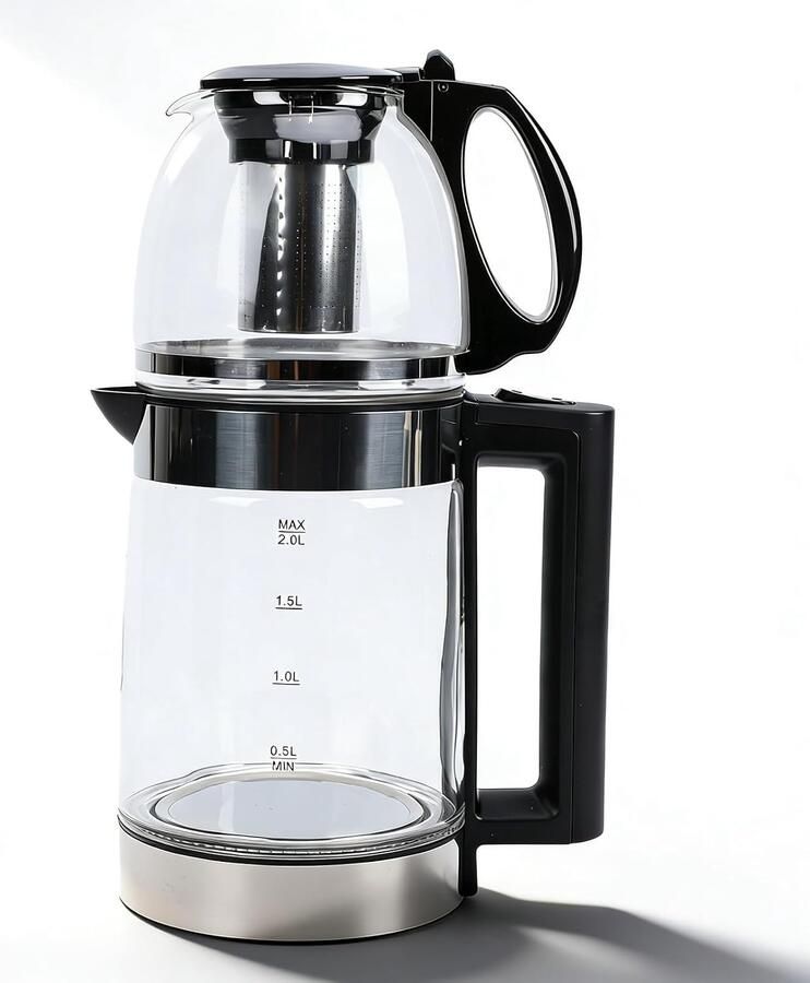 Elektrische Waterkoker met Thee-ei Turkse Theeketel Elektrische Theepot met Dubbele Pot Snel Kokend (EU)