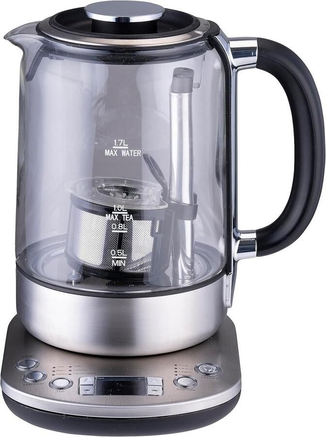 Elektrische Waterkoker met Theefunctie en Temperatuurregeling (1 7L Glas & RVS)