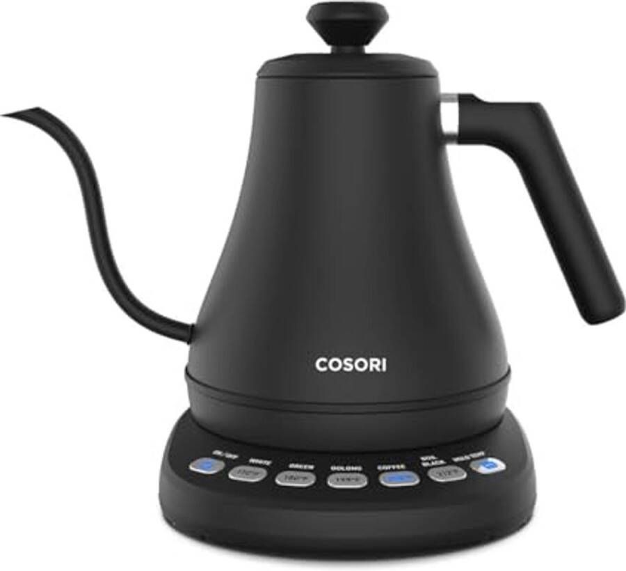 Elektrische Waterkoker met Zwanenhals en Temperatuurinstelling 0 8 Liter Warmhoudfunctie Zwart