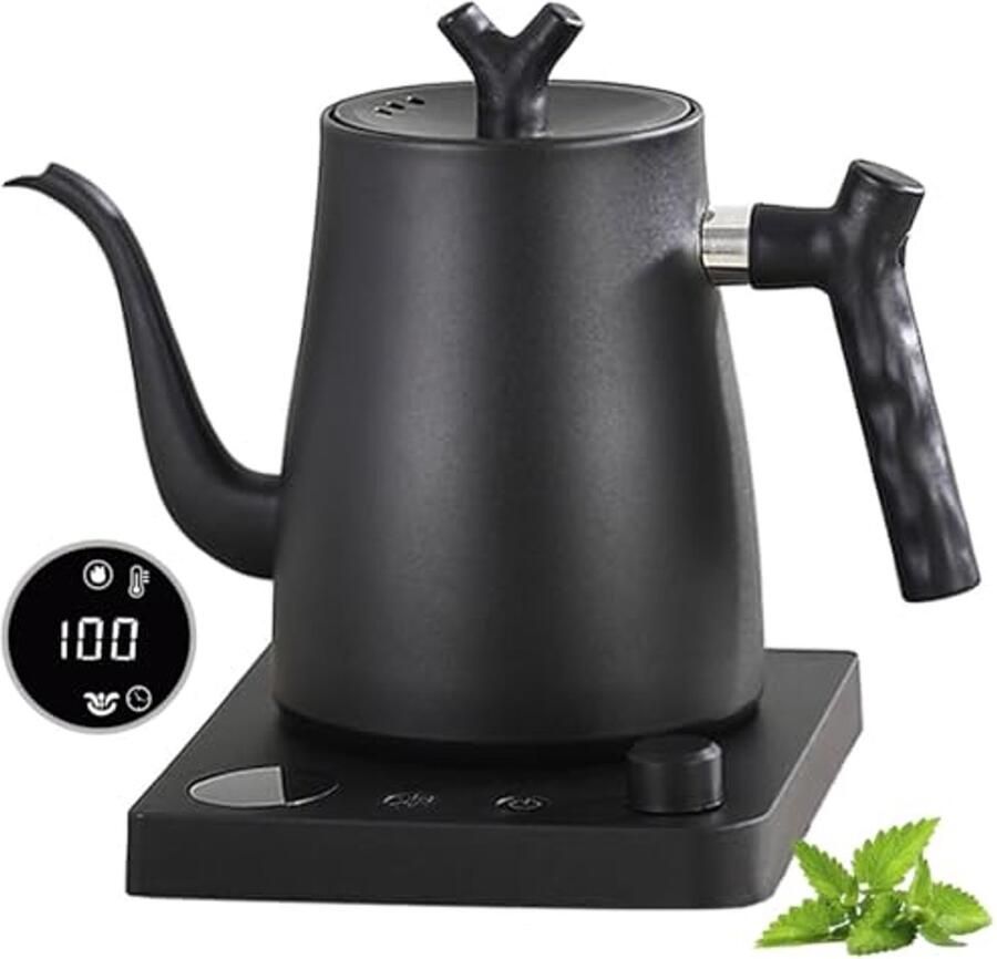 Elektrische waterkoker met zwanenhals en temperatuurinstelling 1 0 liter roestvrij staal 1000W 40-100 °C