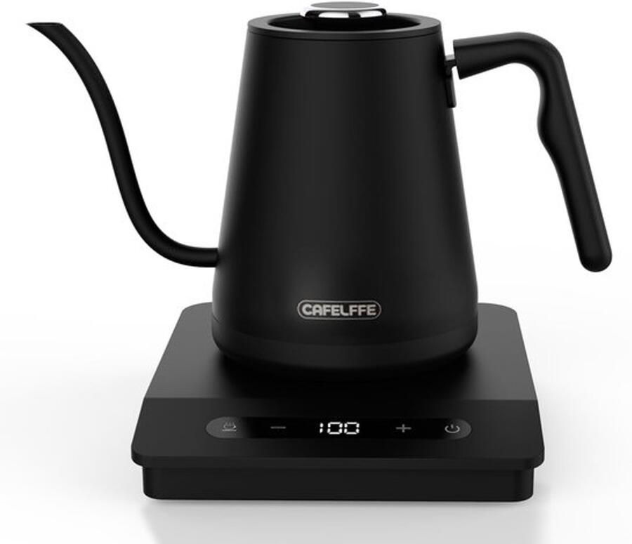 Elektrische waterkoker met zwanenhals filterkoffie- en theepot roestvrijstalen warmwaterdispenser met temperatuurregeling en warmhoudfunctie 0 8 l 1500 W zwart