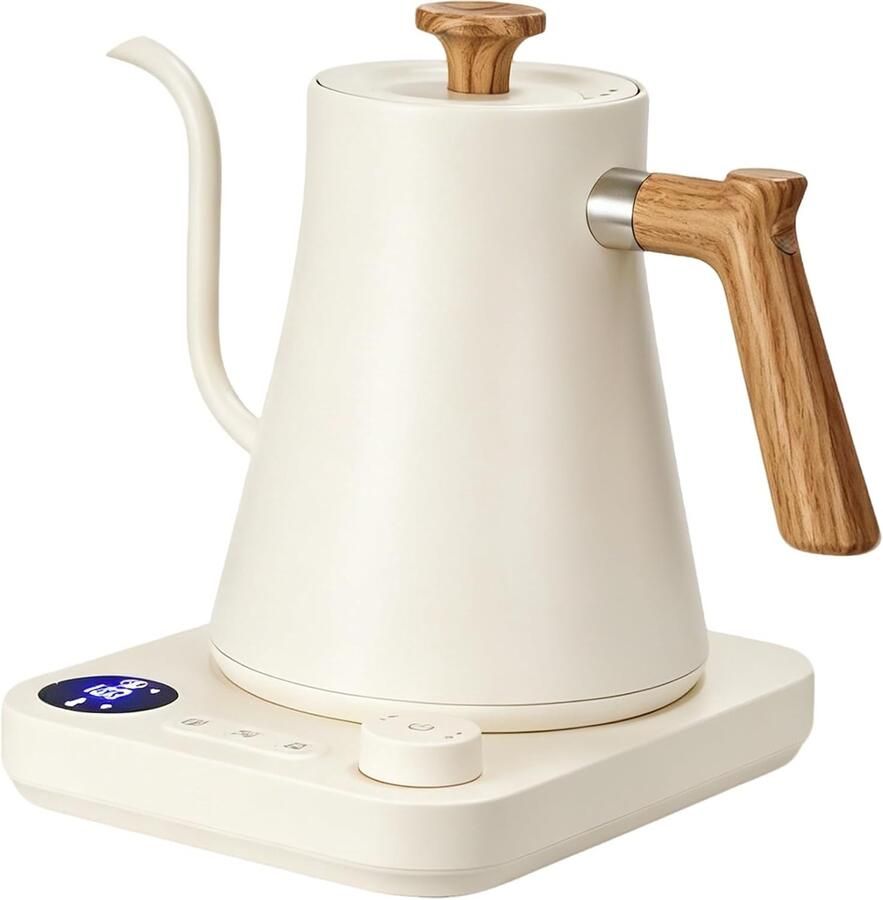 Elektrische Waterkoker met Zwanenhals Wit 0 9 L Roestvrij Staal Voor Koffie en Thee