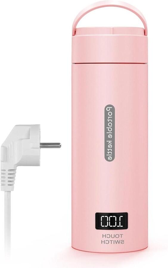 Elektrische Waterkoker Mini Ketel Reizen en Werk Vier Temperatuurstanden 380 ml Roze
