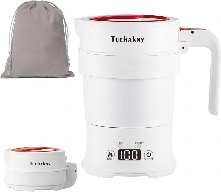 Elektrische waterkoker opvouwbaar 0 7 l draagbaar voor camping met real-time temperatuurweergave reizen siliconen auto-stop - Foto 2