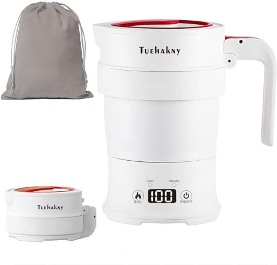 Elektrische waterkoker opvouwbaar 0 7 l draagbaar voor camping met real-time temperatuurweergave reizen siliconen auto-stop
