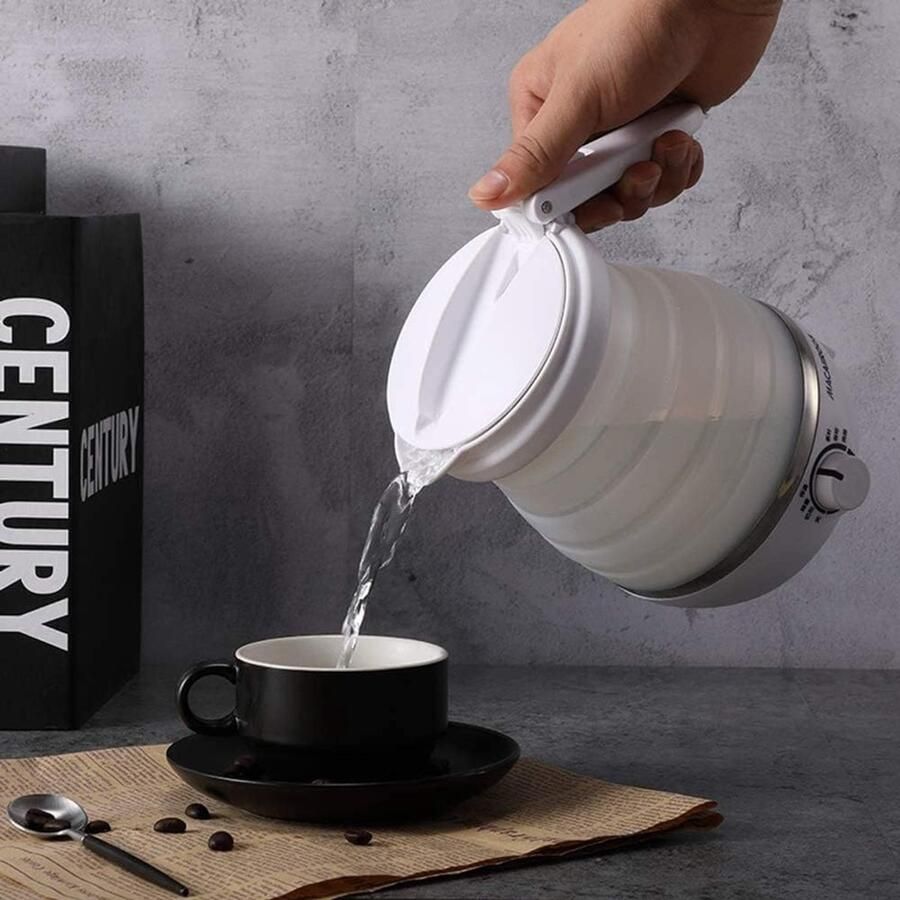 Elektrische Waterkoker Opvouwbare Ketel Hete Dranken Maken Dubbele Spanning 600ML Capaciteit Zwart