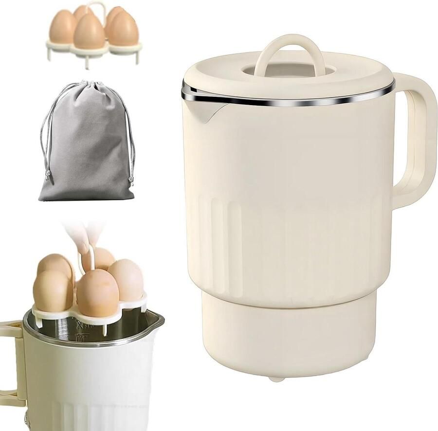 Elektrische Waterkoker Opvouwbare Ketel Reizen en Kamperen Compact Opvouwbaar Ontwerp 1000 ml Wit