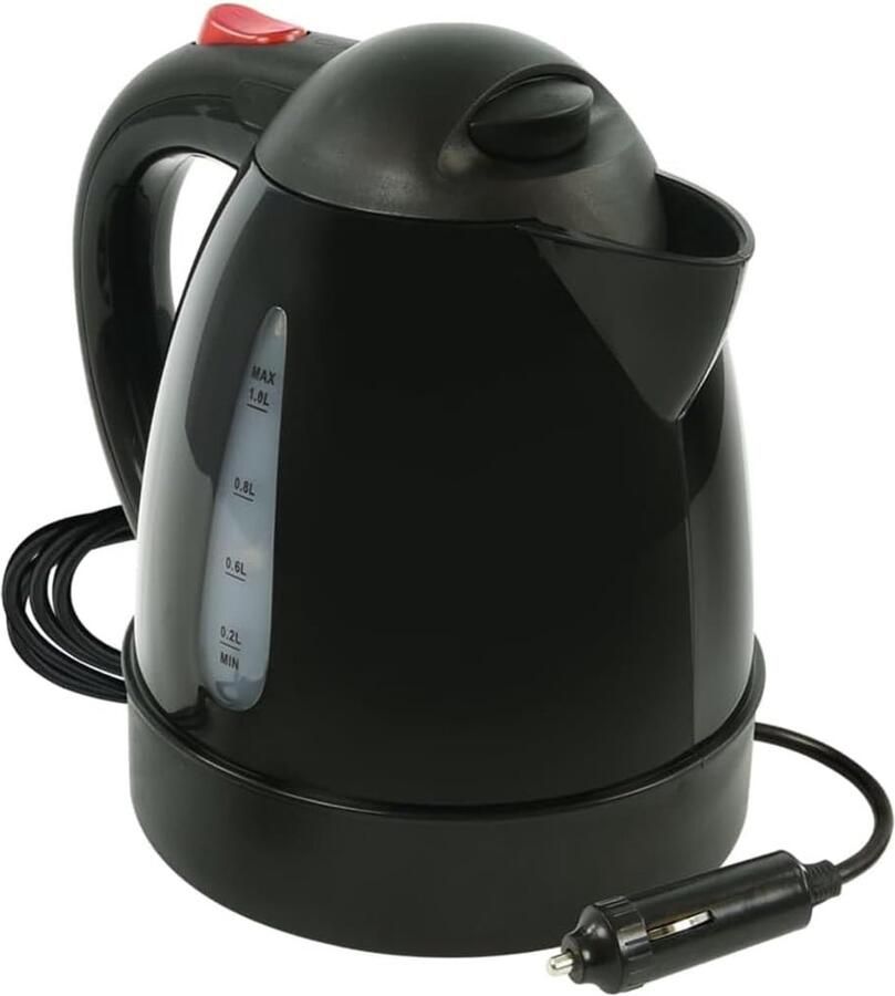 Elektrische Waterkoker Reis Waterkoker Onderweg Koken 12 Volt Aansluiting 1 Liter Zwart