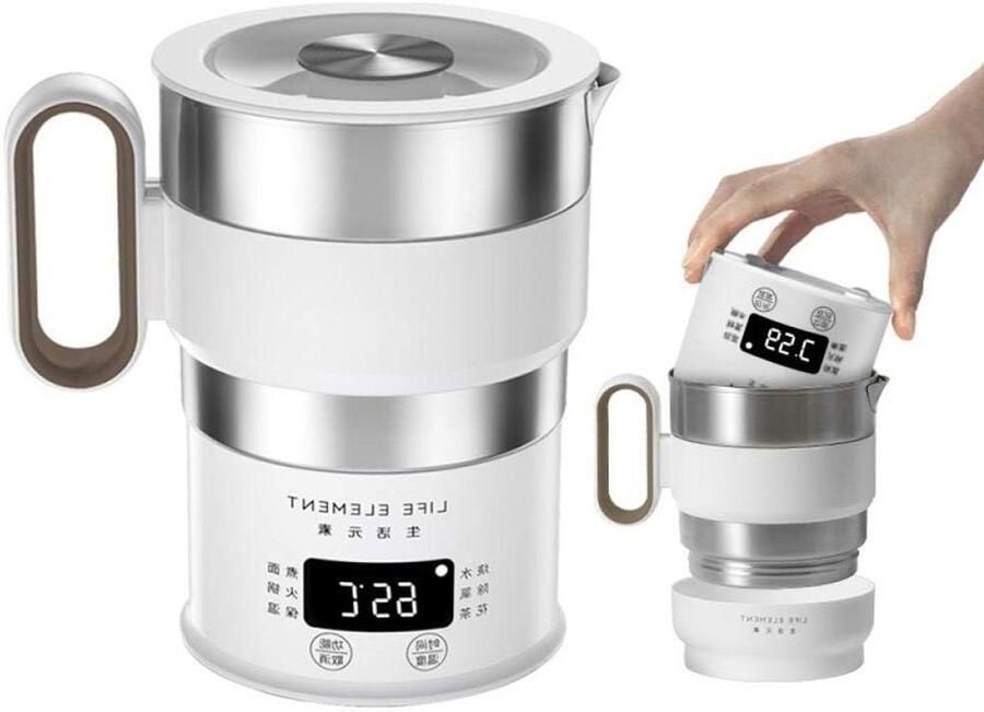 Elektrische Waterkoker Reis Waterkoker Snel Water Koken Opvouwbaar Ontwerp 1 Liter Wit