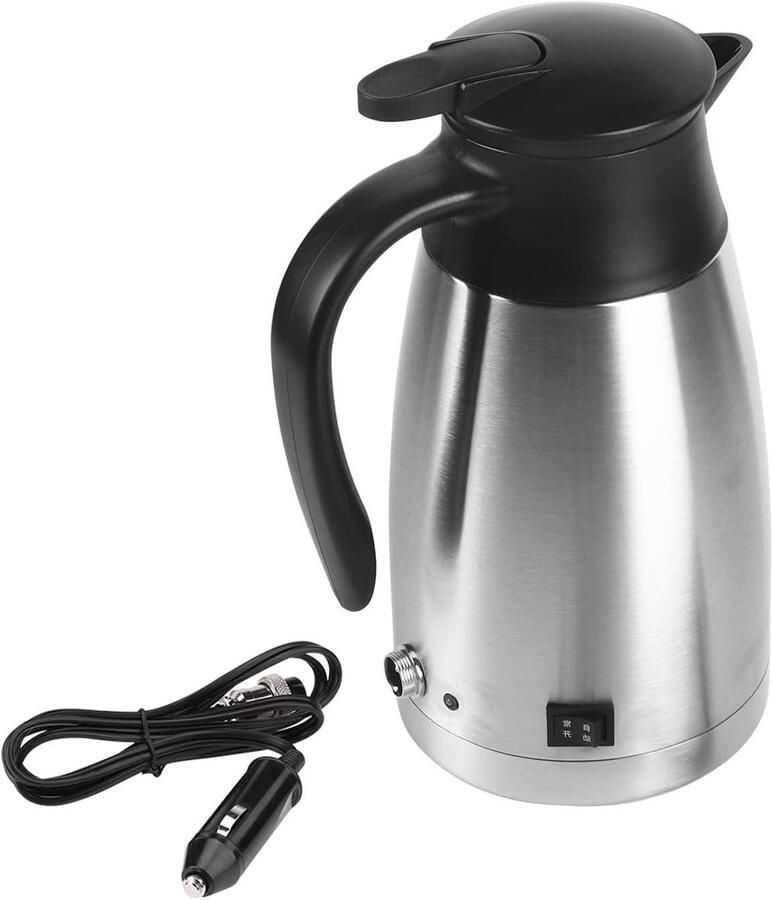 Elektrische Waterkoker Reis Waterkoker Thermos Warm Water Onderweg Dubbele Vacuüm Isolatie 1000 ml Zilver Zwart