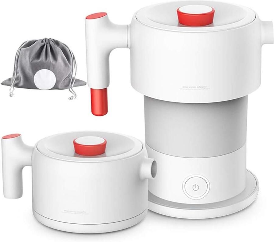 Elektrische Waterkoker Reis Waterkoker Warm Water Zetten Opvouwbaar Ontwerp 0.6 Liter Wit