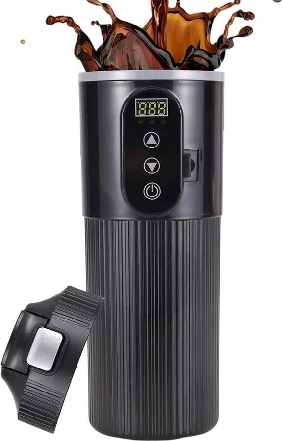 Elektrische Waterkoker Reisbeker Onderweg Warm Drankje Dubbele Spanning Compatibel Compact Formaat Zwart