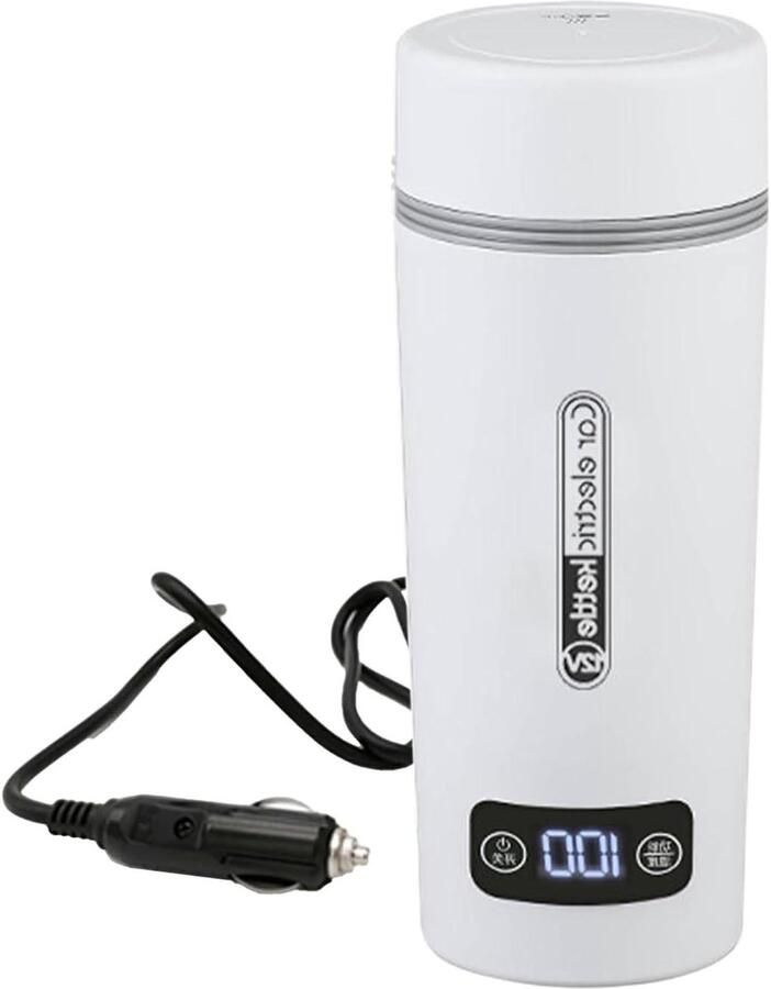 Elektrische Waterkoker Reisbeker Verwarming Onderweg Warme Dranken Intelligente Temperatuurregeling 450 ml Capaciteit Wit