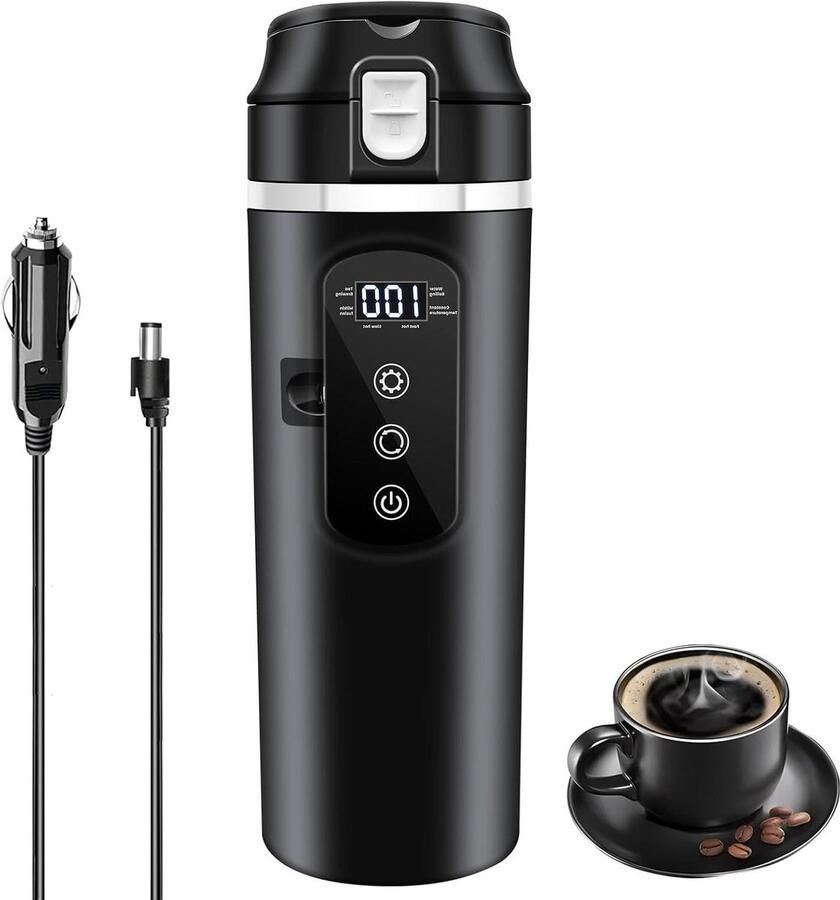 Elektrische Waterkoker Reisbeker Warme Dranken Maken Variabele Temperatuur 400 ml Zwart