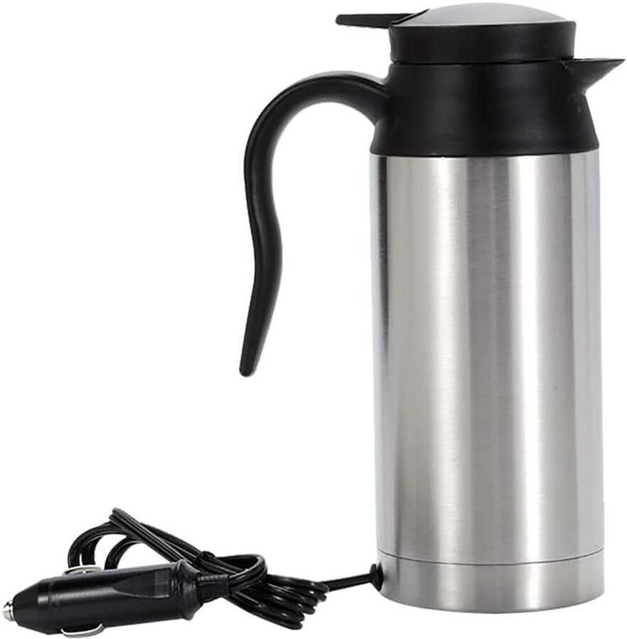 Elektrische waterkoker Reiskoker auto Warme dranken maken Vacuüm-isolatie techniek 750 ml Zwart