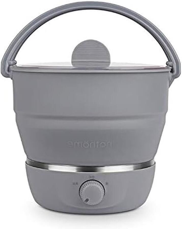 Elektrische Waterkoker Reiskoker Hete Pot Water Koken Opvouwbaar Ontwerp 1 Liter Grijs