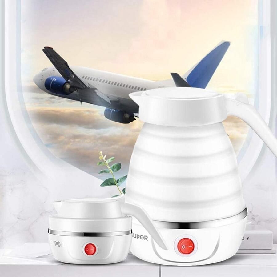 Elektrische Waterkoker Reiskoker Mini Snel Water Koken Opvouwbaar Ontwerp 0.6L Wit