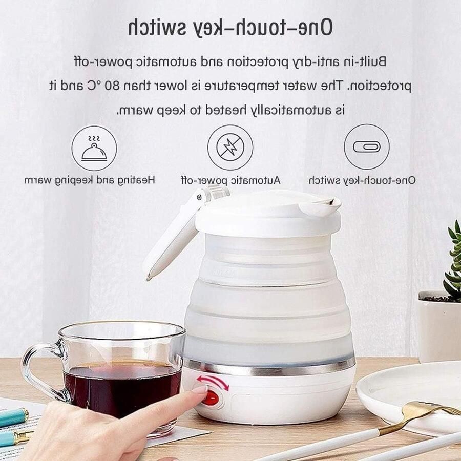 Elektrische Waterkoker Reiskoker Opvouwbaar Snel Water Koken Dubbele Spanning 0.6 Liter Wit