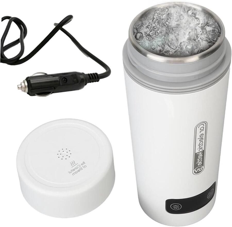 Elektrische Waterkoker Reisverwarmer Auto Warme Dranken Onderweg Intelligente Temperatuurregeling 450 ml Capaciteit Wit