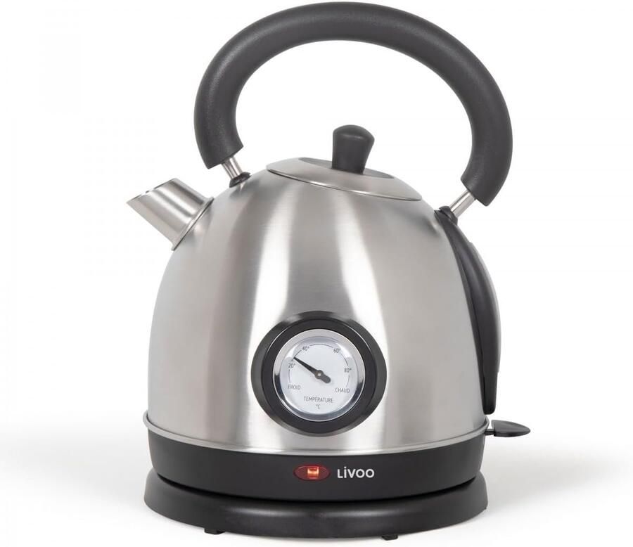 Elektrische Waterkoker Retro RVS 1 8L met Thermometer