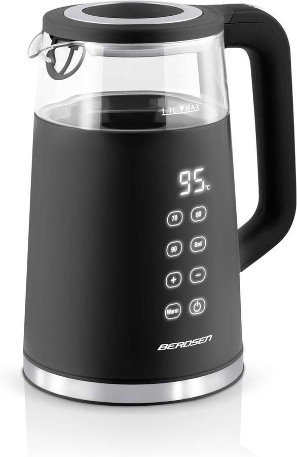 Elektrische Waterkoker Roestvrij Staal Ketel Snel Water Koken Instelbare Temperatuur 17 Liter Capaciteit Zwart