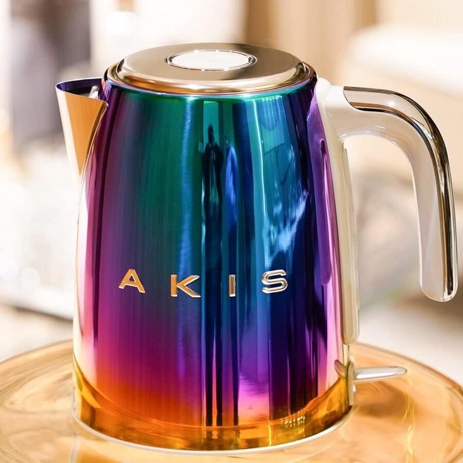 Elektrische Waterkoker RVS 1.7L 2400W Met Kalkfilter Regenboog Design