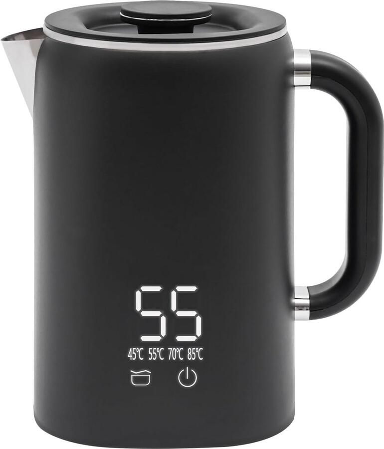 Elektrische Waterkoker RVS 1.7L met Temperatuurregeling en Warmhoudfunctie BPA-vrij Zwart