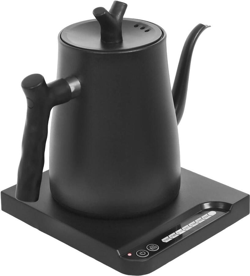 Elektrische Waterkoker RVS Koffie en Thee Zetten Instelbare Temperatuur 1 Liter Zwart